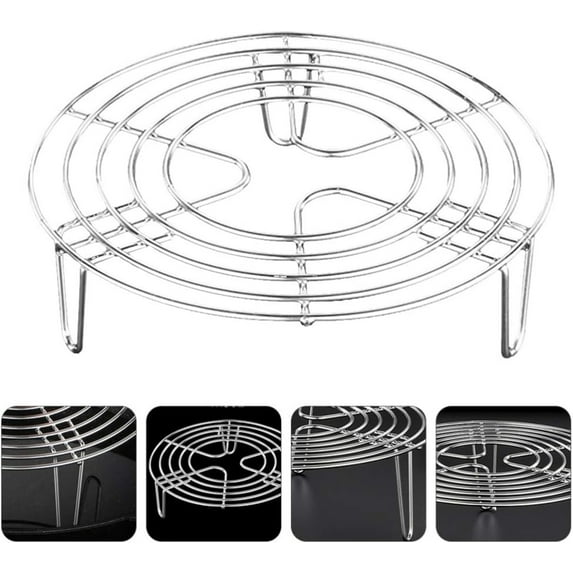 Triani 6 inch Stainless Steel Insert Rack , Silver Cooking Stand Steamer Insert Cake Rack Round Steaming Rack Steamer Insert for Cooking Pots Cooling Rack Cake Rack for Baking Cooking Roasting