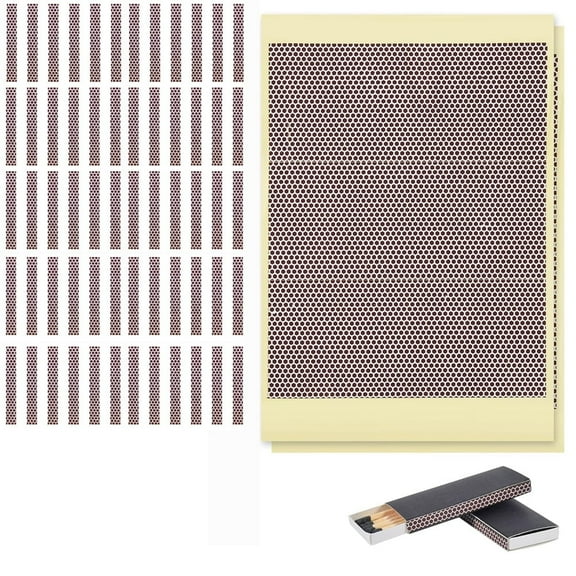 Bexikou 60Pcs Match Striker Stickers with Honeycomb Pattern Pre-Cut Rectangle Match Stickers Adhesive Backed Striker Paper for Jars Fireplace Candles(Rectangle)