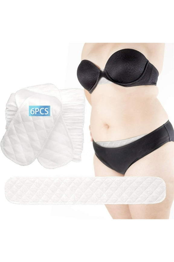 6Pcs Cotton Bra Liners 3 Layer Under Bra Pads 18x3 Inch Washable Rectangle Absorb Under Bra Sweat Liners for Sweat Rash Women & Men
