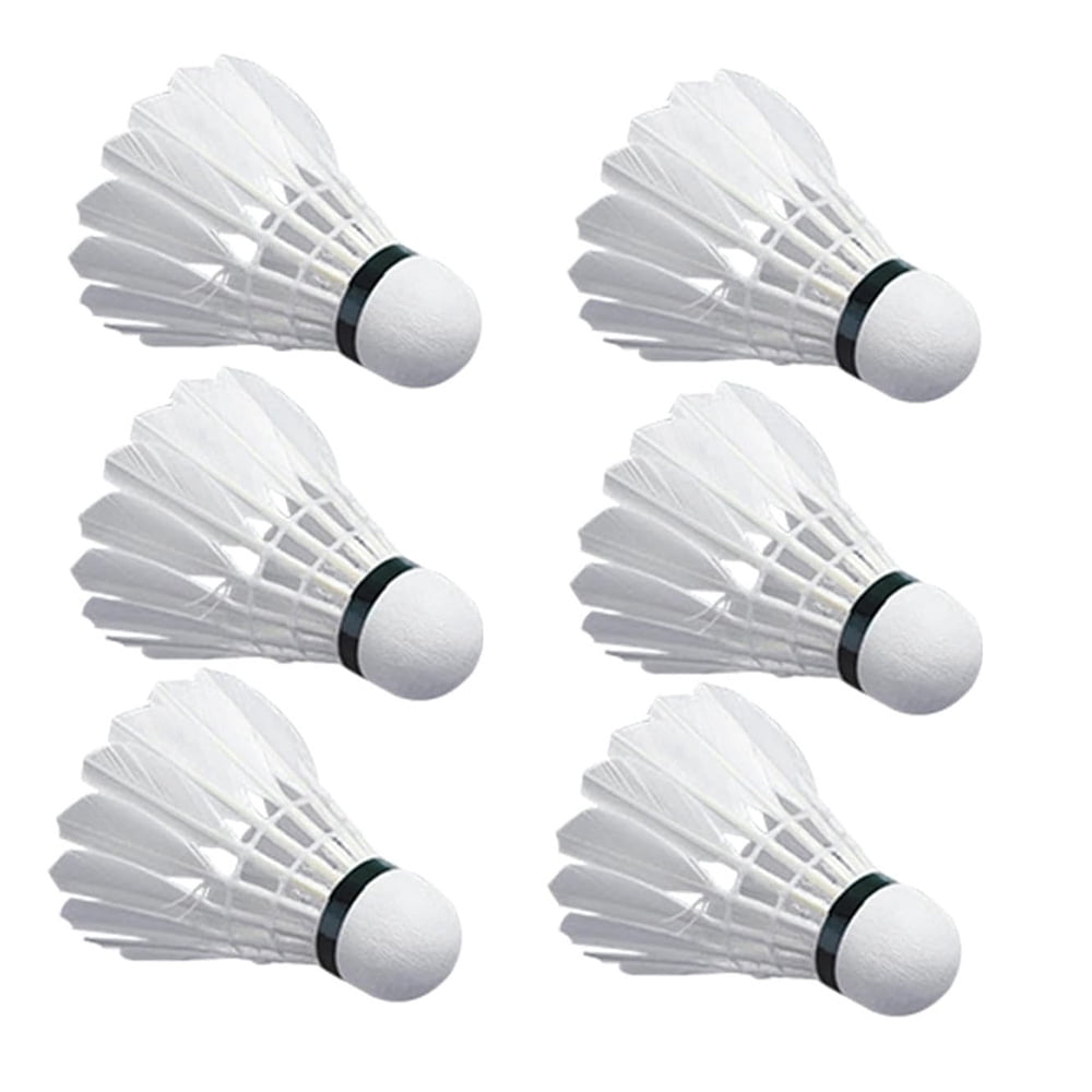 Uxcell 6-Pack White Feather Badminton Shuttlecocks - Goose Feather, Consistent Flight, Durable Tube