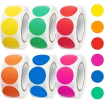 Triani 6Roll Colored Dot Stickers 1" in Diameter Self-Adhesive Stickers for Inventory Organize Solid Colors Circle Stickers Includes Bright Yellow Green Red Pink Orange Blue(500 Labels/Roll)