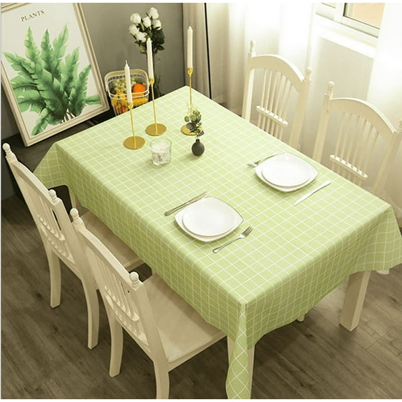 Triani 71x54 inch Table Cloth Vinyl Checkered Tablecloth for Rec Table Wipe Clean Tablecloth for Kitchen Dining Table (Green Plaid)