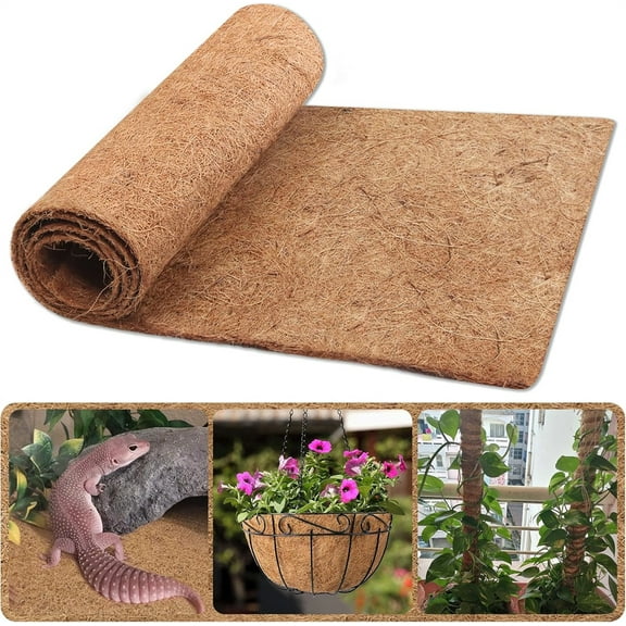 Triani 78.7x11.8 inch Natural Coconut Coir Liner Sheets Thicken Coconut Mats for Reptiles Carpet Garden Decoration Animal Pet Pad