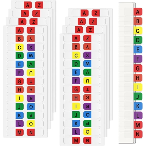 Triani 8 Sheet Sticky Alphabet Tabs Colorful Self-Adhesive Letter Tabs Small Alphabetical Index Tab Index Note Tabs for Notebook Books File Textbook Dictionary(208pcs)