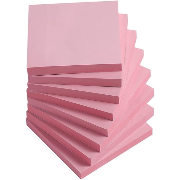 Triani 800 Sheets Sticky Notes Easy Post Self-Stick Notes Clean Removal Strong Sticking Square Stickies Pink Bright Colors Sticky Notes for Office Supplies, Home 