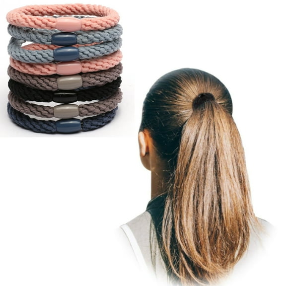 Triani 8Pcs Cotton Hair Ties Braided Hair Bands Elastic Hair Ties Ropes Braided Ponytail Holders Hair Accessories for Women Girls Thick Heavy and Curly Hair (Mixed Colors)Hairs Ties for Women