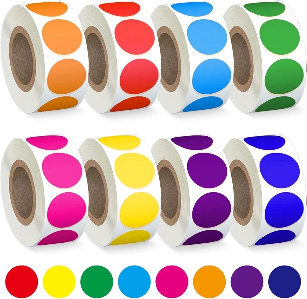 Triani 8Roll Colored Dot Stickers Circle Color Coding Labels 1 ...