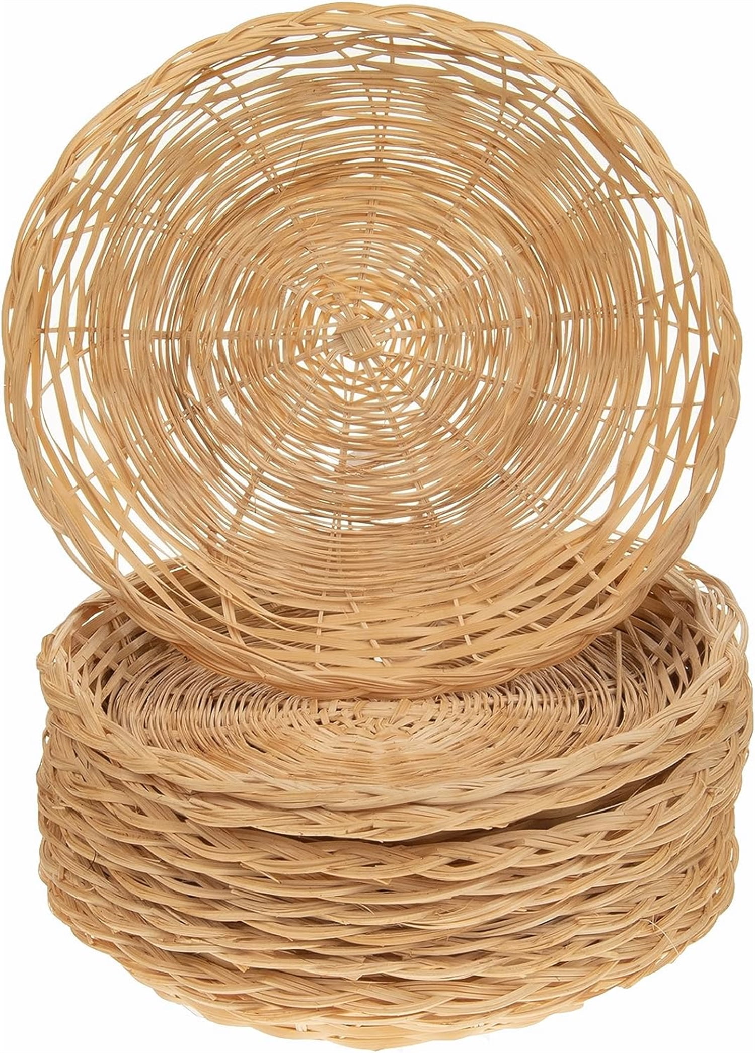 Triani 9.84 inch Bamboo Wicker Plate Holders, Reusable Wicker Paper