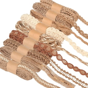 Triani 9 Rolls Bundles Burlap Lace Ribbons Total Length 18 Meters Thin Crafts Fabric Ribbons Rustic Twine String for Crafts Wrapping Gifts Wedding Party Decoration