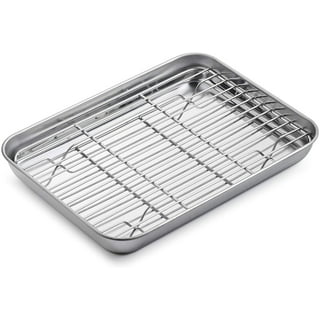  Half Sheet Baking Pan with Rack Set, E-far 18”x13” Cookie Sheet  for Oven, Rimmed Stainless Steel Tray with Wire Cooling Rack for Cooking  Roasting Resting Bacon Meat Steak - Dishwasher Safe