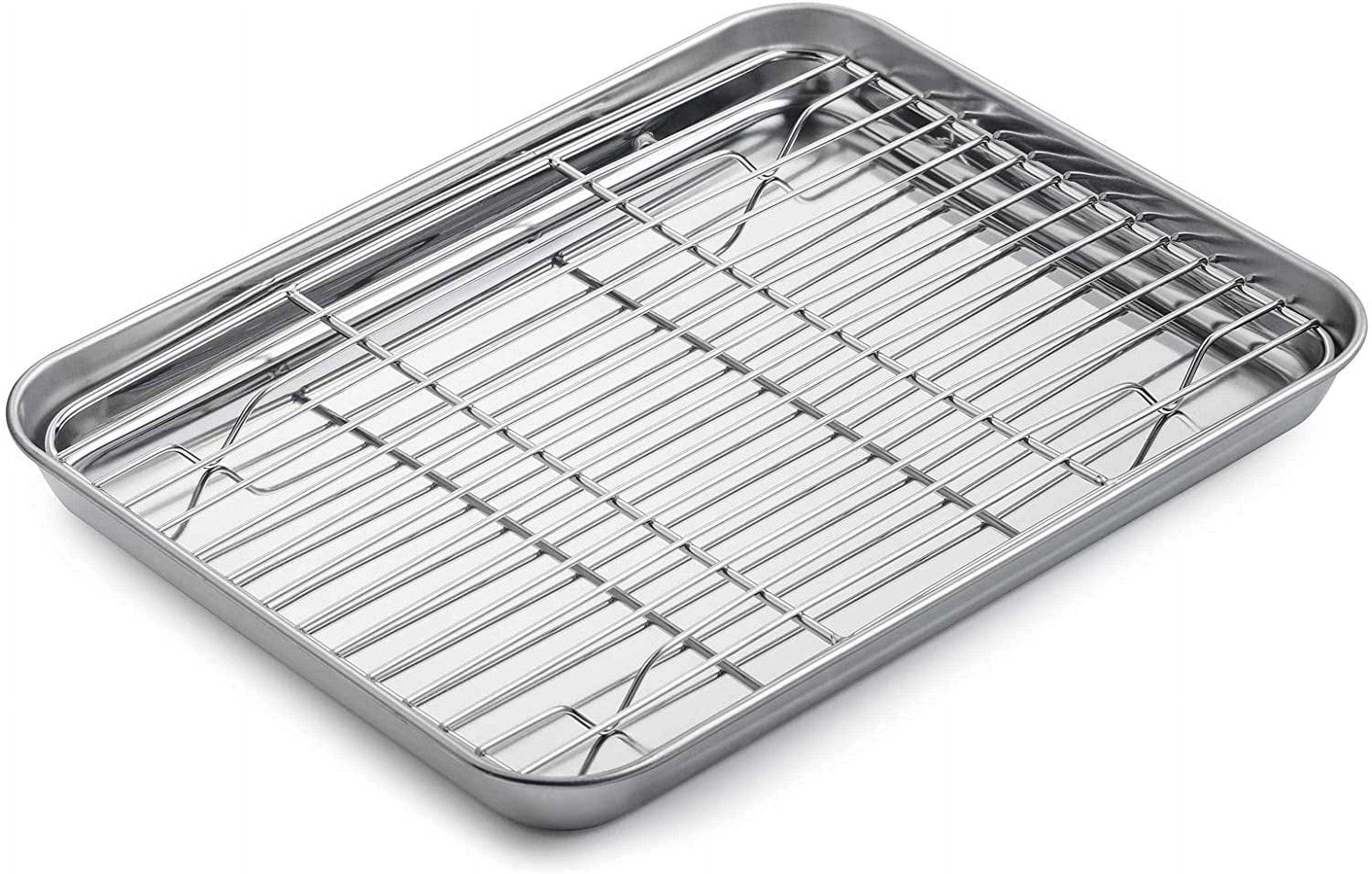 TRIANI Baking Sheet and Rack Set, Stainless Steel, Mirror Finish, Oven ...