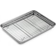 thumbnail image 1 of Triani Baking Sheet and Rack Set, 2 Pack( 1 Sheet + 1 Rack ), Stainless Steel Baking Pans Cookie Sheets with Cooling Rack, Healthy & Mirror Finish,Oven & Dishwasher Safe - (Medium, 12.5-inch), 1 of 7