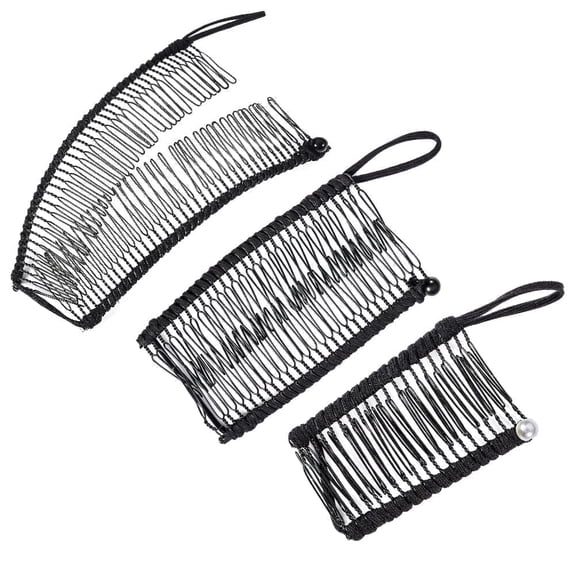 Triani 3Pieces Adjustable Banana Clip for Women 20/30/40 Teeth Vintage Clincher Comb Stretch Banana Clip for Thick Thin Curly Wavy Hair Styling Tools (Black)