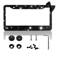 Adventure Awaits License Plate Frame - Black Stainless Steel 2-Hole Car Plate Holder