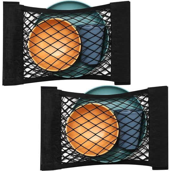 Triani Car Storage Net, 2 Pack Car Net Mesh Cargo Net Elastic String Net Car Boot Mesh Bag Car Trunk Storage Net Car Storage Pockets Car Cargo Rear Trunk Seat Net Car Organizer Pockets,Black
