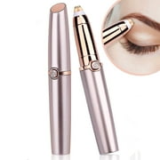 Triani Electric Eyebrow Hair Remover, Portable Battery-Operated Painless Trimmer Brows Epilator Eye Brow Facial Face Razor for Face Lips Nose Facial Hair Removal with LED Light for Women