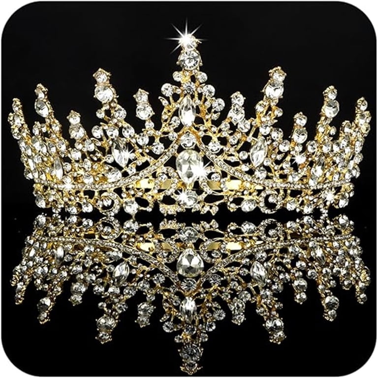 Triani Gold Crown for Women Rhinestone Princess Tiaras  display picture 1