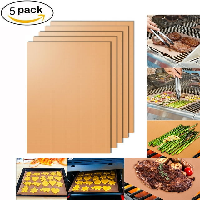 Triani Grill Mat Set of 5 Heavy Duty BBQ Grill Mats Non Stick, BBQ