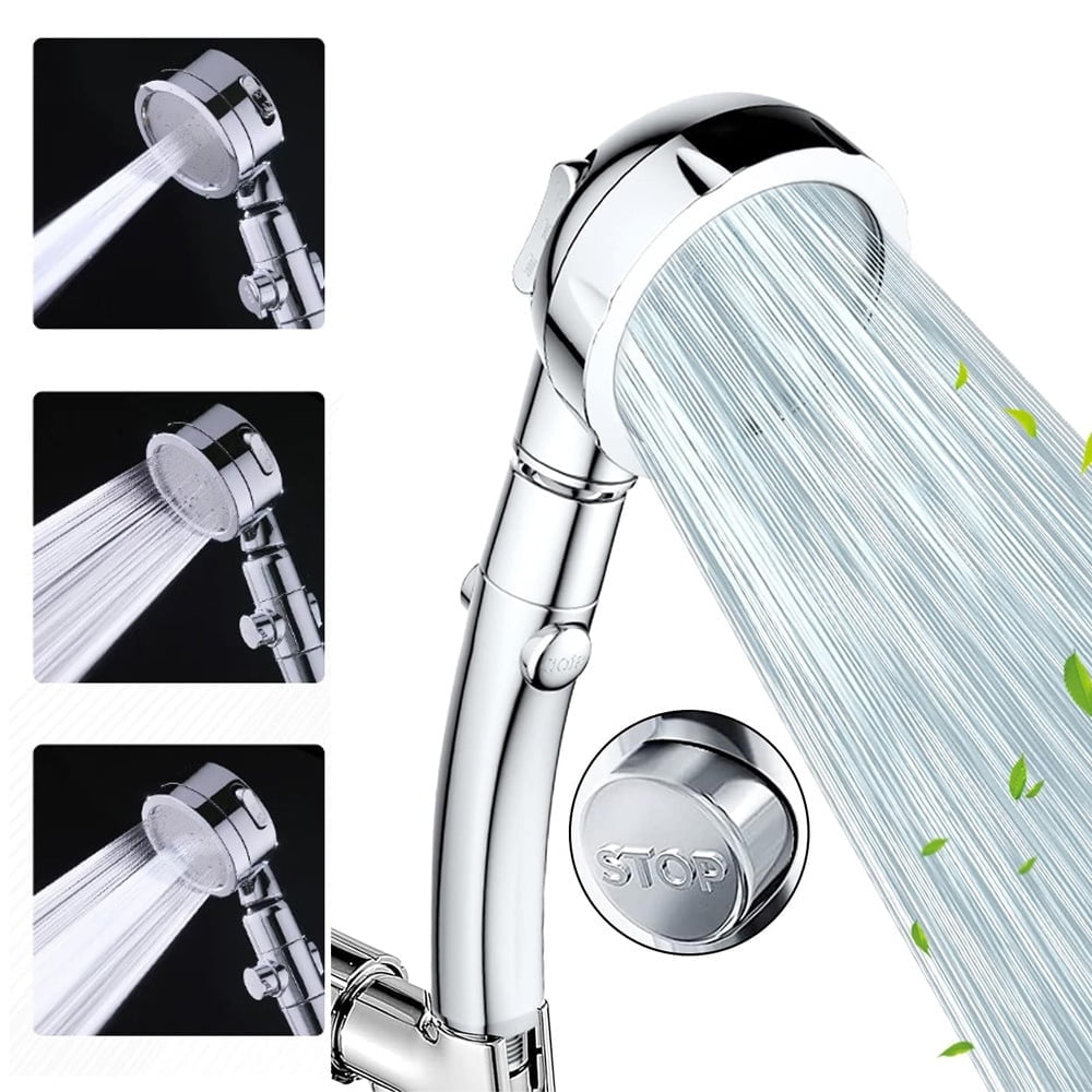 Triani High Pressure filtered Handheld Shower with 3 Spray Modes ON/Off Pause Control Button Hard Water Softener Rain Shower Head - Removes Chlorine \u0026 Flouride for Best SPA Experience