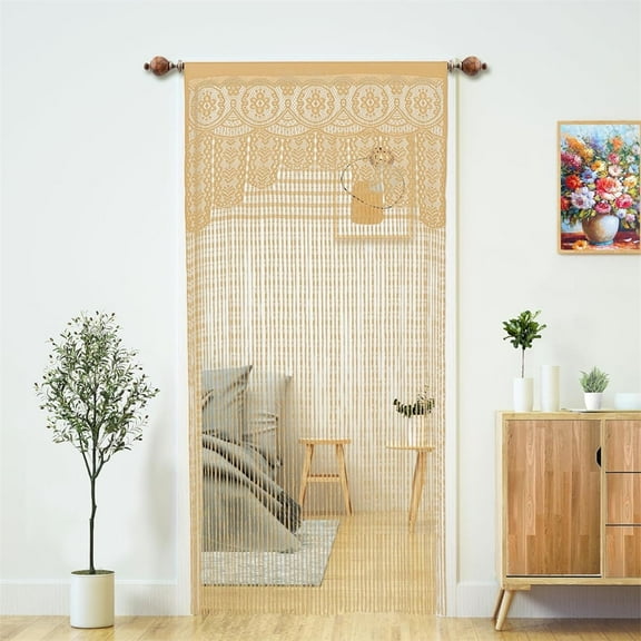 Triani Macrame Lace Door String Curtain Bohemian Divider Windows Curtains Wall Hippie Decorative Hanging Panels for Doorway Window Curtains (100×200cm,Beige)