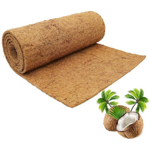 Triani Natural Coco Liner Roll Natural Thickened Coconut Mat for Planter Flower Basket DIY Moss Pole Pet Pad Reptiles Carpet(6.56*0.98 Ft)