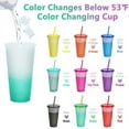thumbnail image 1 of Triani Reusable Plastic Tumblers with Lids & Straws - 9 Pcs 24oz Large Color Changing Cups for Adults Kids Women Party | Tall Iced Cold Straw Drinking Cute Tumbler Cup Bulk, 1 of 8