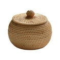 thumbnail image 1 of Triani Round Rattan Basket Box with Lid Hand-Woven Multi-Purpose Desktop Tray Storage Basket Decoration with Durable Rattan Fiber Round Tea Storage Box, 1 of 7