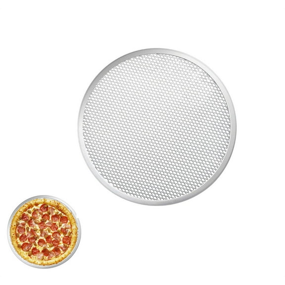 Triani Aluminum Pizza Baking Screen 14 inch Round Mesh Pizza Tray Non Stick Heat Distribution Baking Metal Pizza Pan with Holes Oven Bakeware Pizza Making Net Tools
