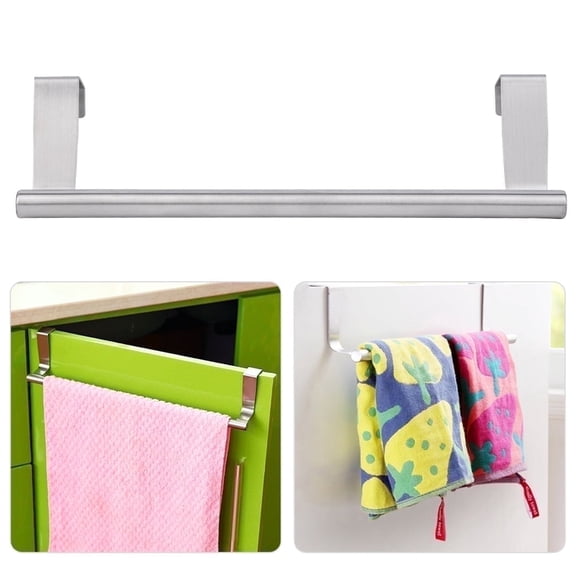 Triani 9.25" Stainless Steel Over-the-Cabinet Towel Bar Kitchen Dish Towel Hander Drawer Bar Holder for Bathroom and Kitchen Silver