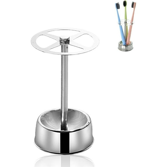 Triani Stainless Steel Ventilated Toothbrush Holder Organizer Stand Split Type Household Toothbrush Rack Holds 4 Standard for Bathroom Vanity