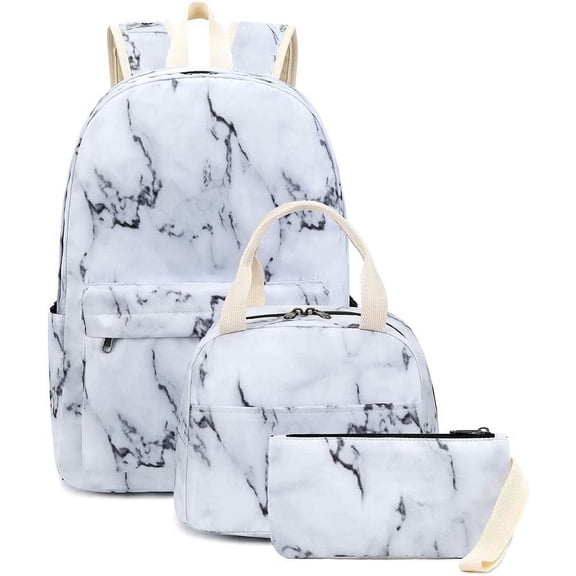 Bexikou Teens Girls Backpack for College Laptop Bookbag Set Travel Daypack (Marble)