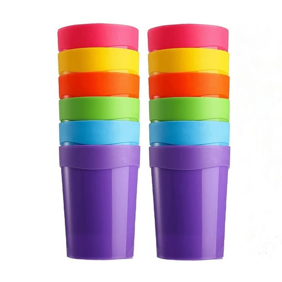 Triani 12Pcs Unbreakable Reusable Drinking Cup 13.5 OZ Plastic Tumblers in 6 Colors-Dishwasher Safe for Adult Kids Outdoor