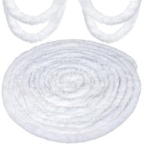 Triani White Faux Fur Trim Ribbon Craft Fur Strips Fur Fabric Roll Garland for DIY Xmas Tree Decor Family Party Supplies(1.96 Inch x 19.7 Feet)