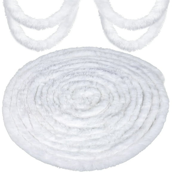 Triani White Faux Fur Trim Ribbon Craft Fur Strips Fur Fabric Roll Garland for DIY Xmas Tree Decor Family Party Supplies(1.96 Inch x 19.7 Feet)