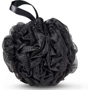 Trianu 1 Pack Large Shower Loofah Sponge, Mesh Bulk Pouf Sponge Bath Puff, Men Women Exfoliating Accessories, Black
