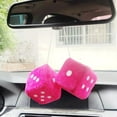 thumbnail image 1 of Trianu 1 Pair of Fuzzy Plush Dice for Car Mirror, Retro 3” Pink Dice with White Dots for Car Interior Hanging Ornament Decoration, 1 of 6