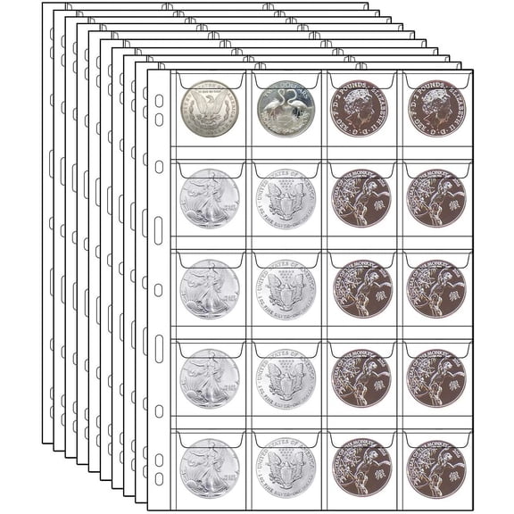 Trianu 10 Sheets Coin Collection Holder Album Book for Collectors, 200 Pockets Coins Collecting Album, 1.77 x 1.77inch