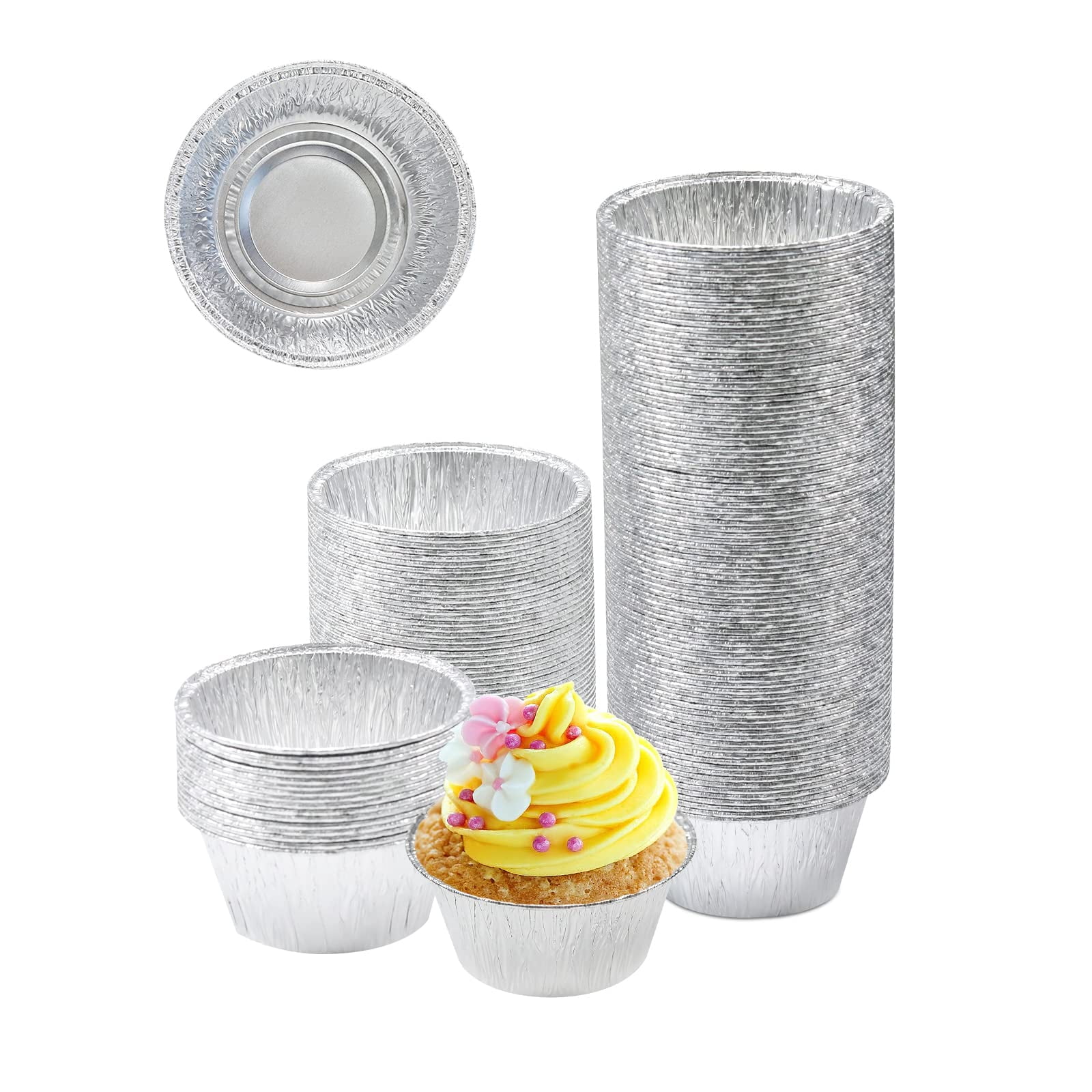 100 Pcs Christmas Aluminum Foil Baking Cups With Lids - 4.3oz Snowflake Design, Disposable Ramekins - View #3