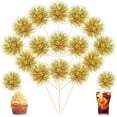 thumbnail image 1 of Trianu 100 Pcs Gold Foil Firework Cupcake Toppers Sparkle Tinsel Cake Toppers Cake Decoration Cocktail Fruit Toothpick for Birthday Wedding Graduation Party, 1 of 8