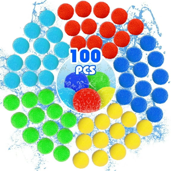 Trianu 100Pcs Reusable Water Balloons, Soaker Water Balls Outdoor Toys for Pool Water Toys, Rightness Beach Ball for 3+ Years, Multicolor