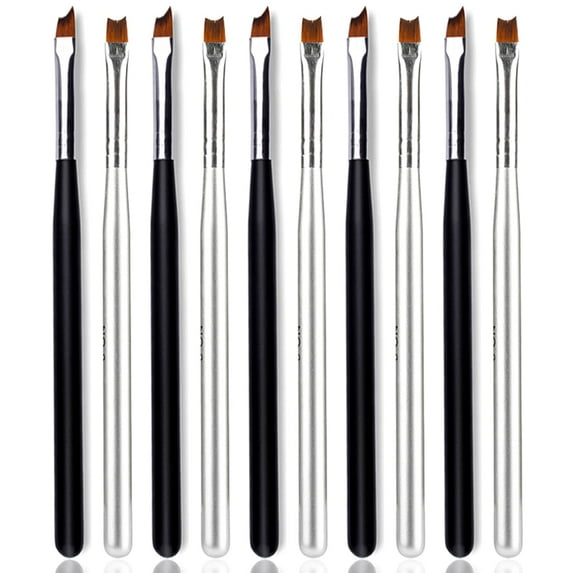Trianu 10Pcs French Tip Nail Brush Set Half Moon Shape Nail French Tip Brush Oblique Head Nail Brushes UV Gel Acrylic Painting Drawing Pen for French Nail Tips
