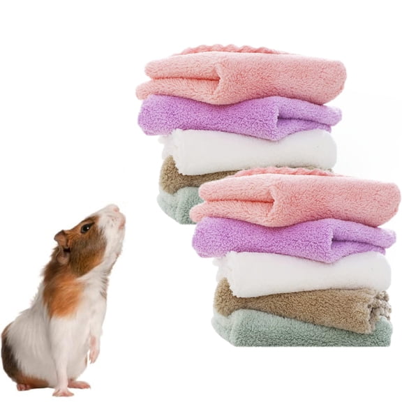 Trianu 10Pcs Guinea Pigs Blankets Hamster Fleece Cage Liners 11.8" x 11.8" Soft Guinea Pig Accessories Small Animal Pet Blanket Sleep Bedding Mats Pet Supplies for Dog Puppy Cat (Multicolors)