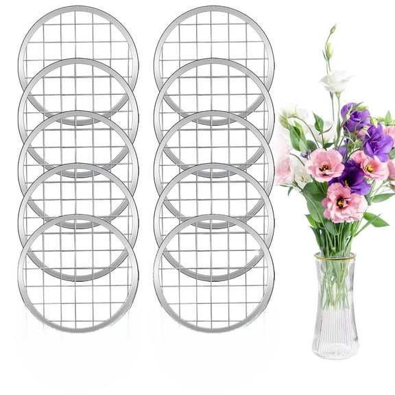 Trianu 10Pcs Jar Frog Lid Insert 2.76in/70mm Metal Flower Organizer Frog Lid Insert with Square Grids for Regular Mouth Canning Jars