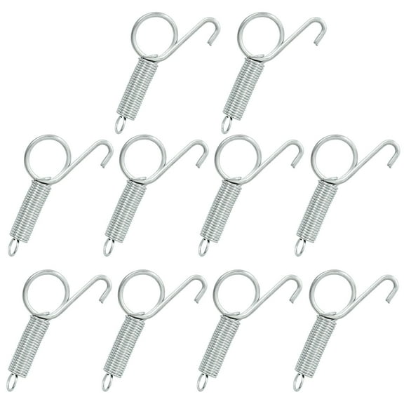 Trianu 10Pcs Metal Finger Spring Latch Hook, 75mm One-Handed Cage Door Spring Hooks, Pet Cage Latch for Rabbit Bird Cat Parrot (Silver)