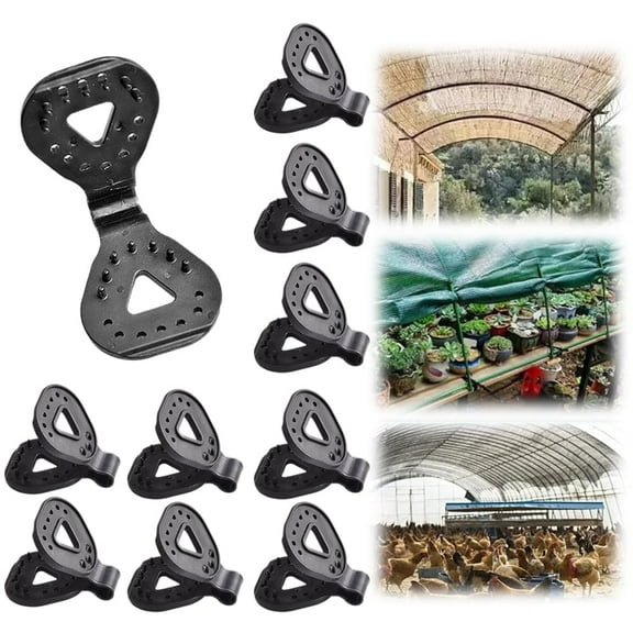 Trianu 10Pcs Shade Cloth Lock Grip, Heavy Duty Plastic Clips Windproof Awning Clamp Grip, Greenhouse Fix Clamp Tent Clips Accessory for Garden Netting Sun Shade Net (Black)