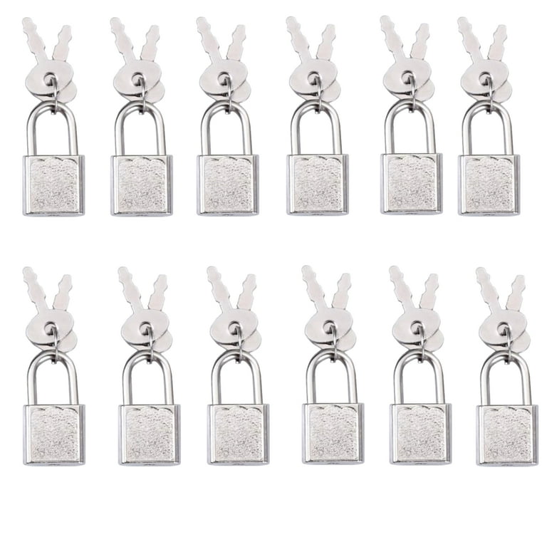 Trianu 12 Pack Mini Cute Diary Padlock Tiny Small Silver Luggage