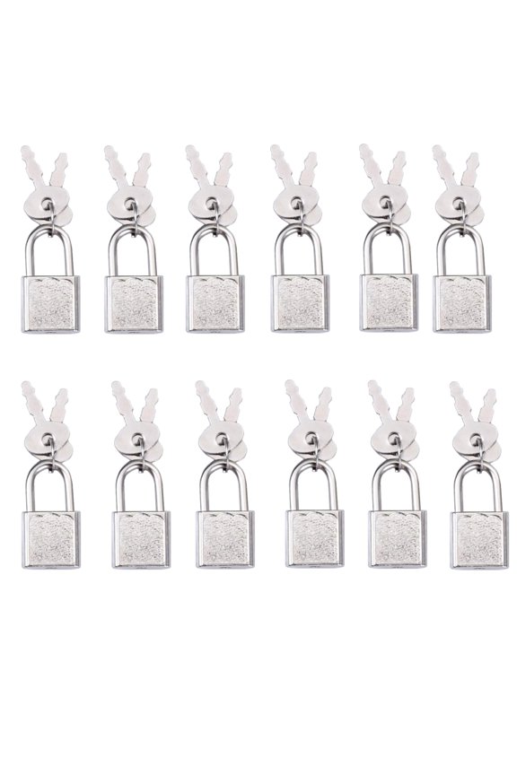 12 Pack Mini Cute Diary Padlock Tiny Small Silver Luggage Locks with Keys for Jewelry Boxes Decor Backpack Travel