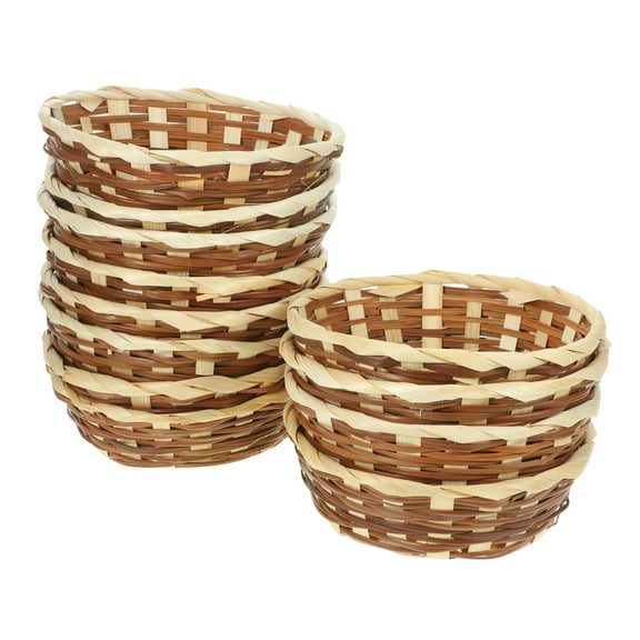 Trianu 12 Pack Round Gift Baskets, 6.5" Bamboo Small Bread & Fruit Baskets, Woven Bread Roll Baskets, Food Serving Baskets, Food Storage Basket for Kitchen Restaurant Display Decor