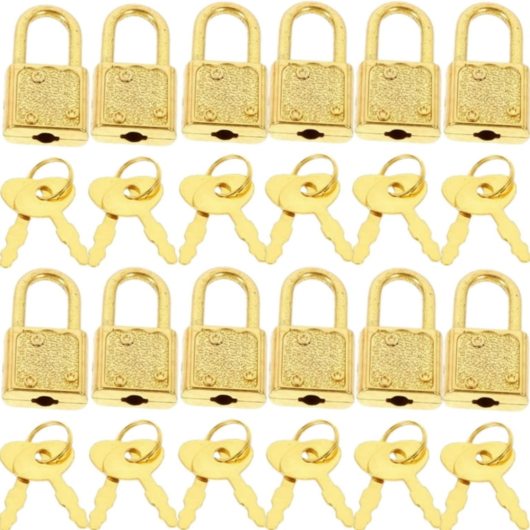 Trianu 12 Pcs Mini Luggage Lock Small Locks with Keys Gold Cute