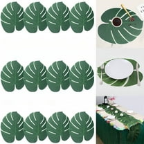 Trianu 12 Pcs Tropical Leaves Party Decoration 13.7" Artificial Palm Leaf, Faux Tropical Green Leaves for Party Decorations Jungle Beach Theme Party Table Leave Decorations